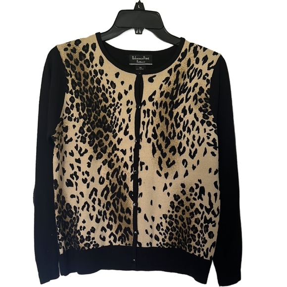 Reference Point Black and Tan Leopard Print Cardigan - Picture 1 of 6